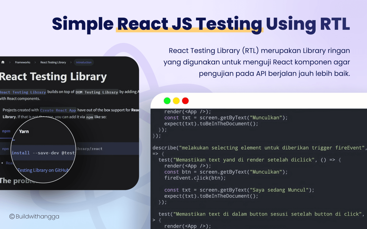 Foto kelas React JS Testing dengan Jest dan RTL